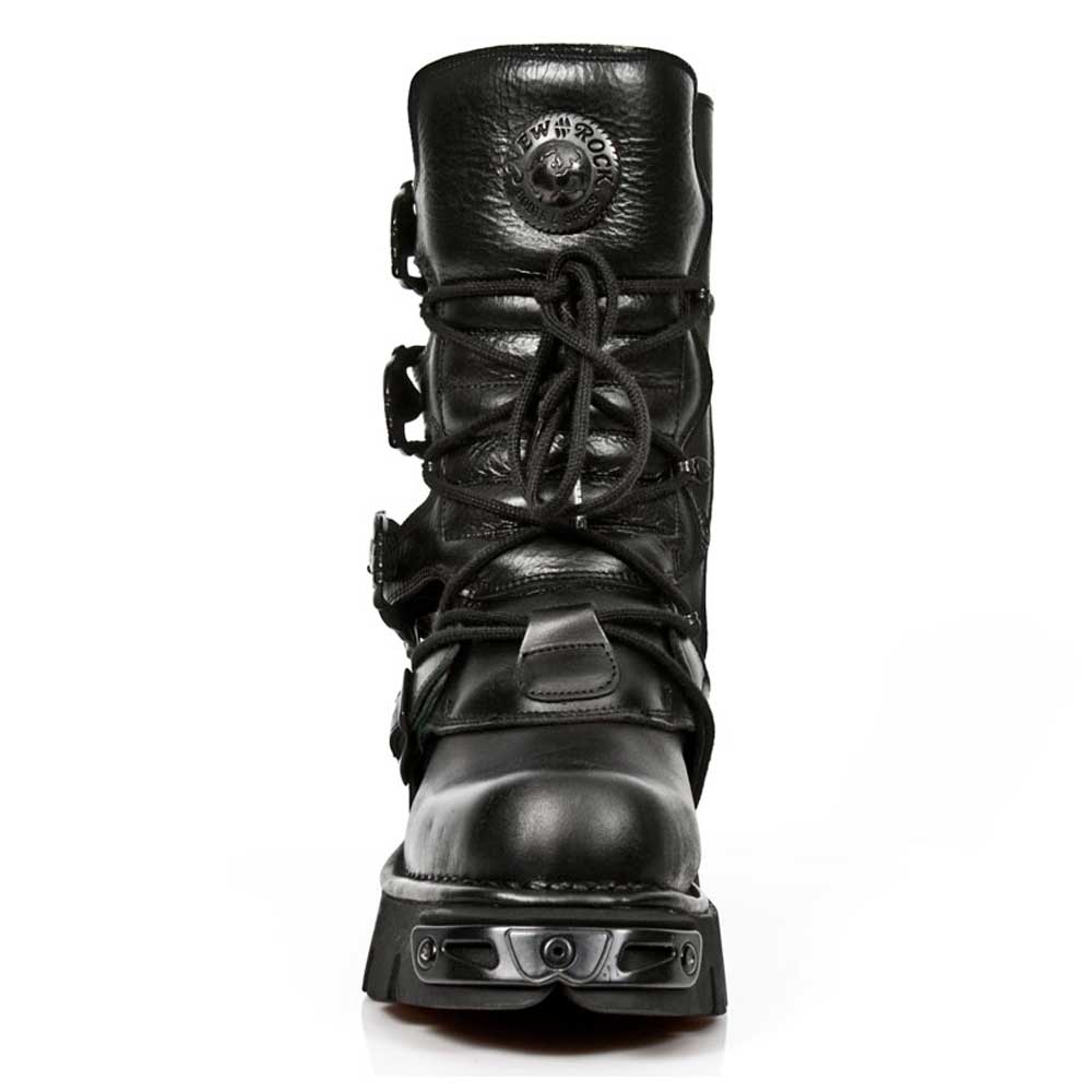 M.391-S18 Gothic metal rock unisex boot with buckles and shoelaces black